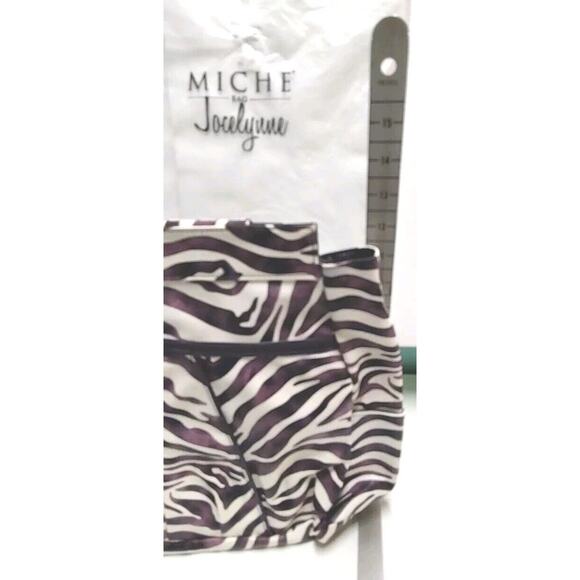 Vntg Miche Prima Jocelynn Shell Purple Black Zebra Print Faux Leather - Picture 15 of 16